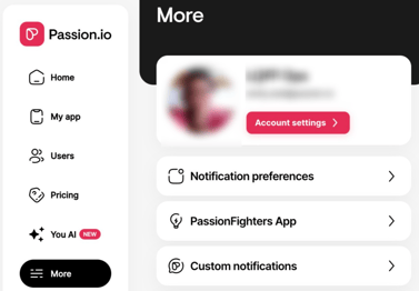 Screenshot of Admin settings > More > Account settings